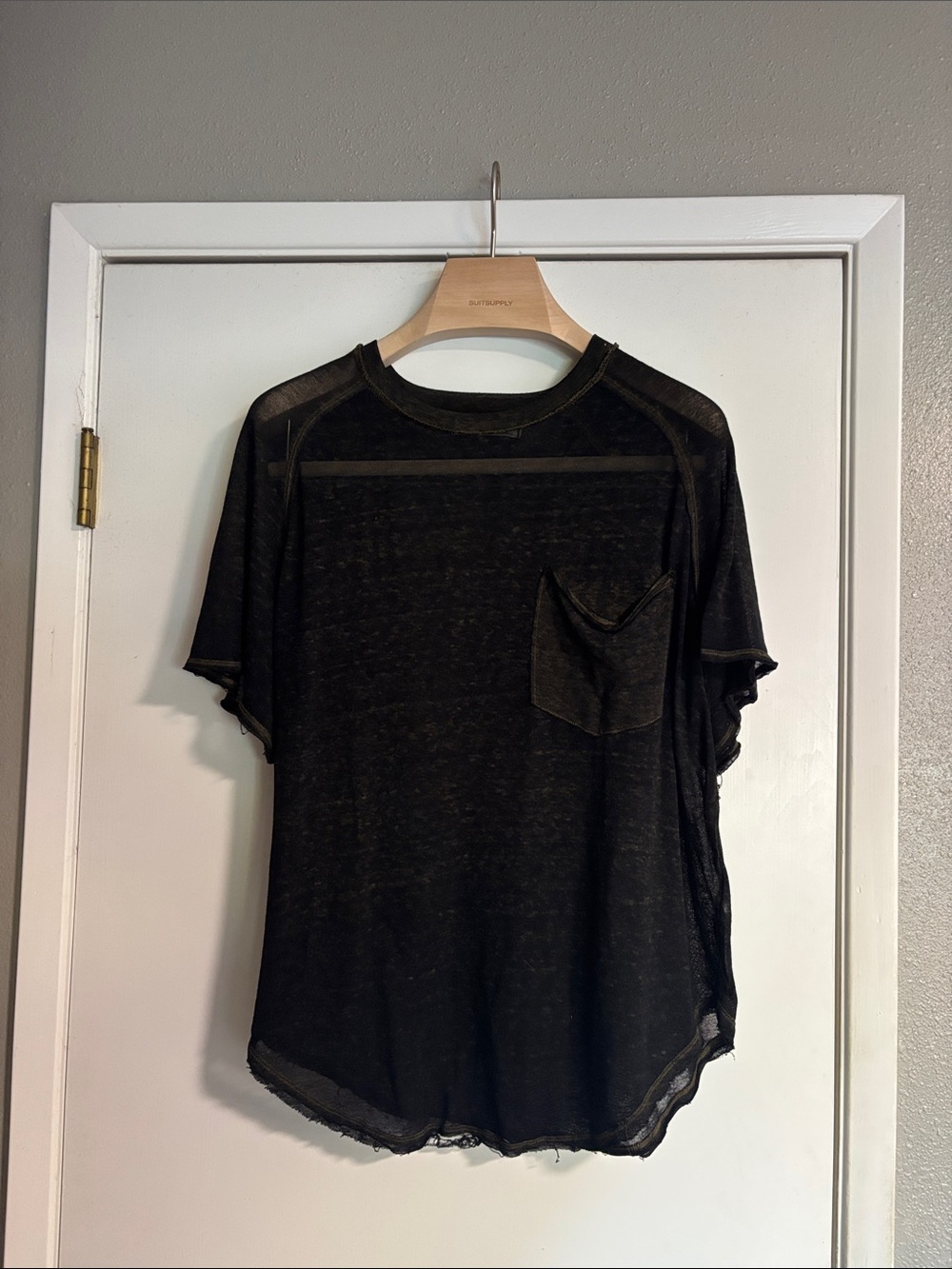We The Free Black Short-Sleeve Pocket Tee